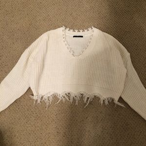 Cropped white sweater